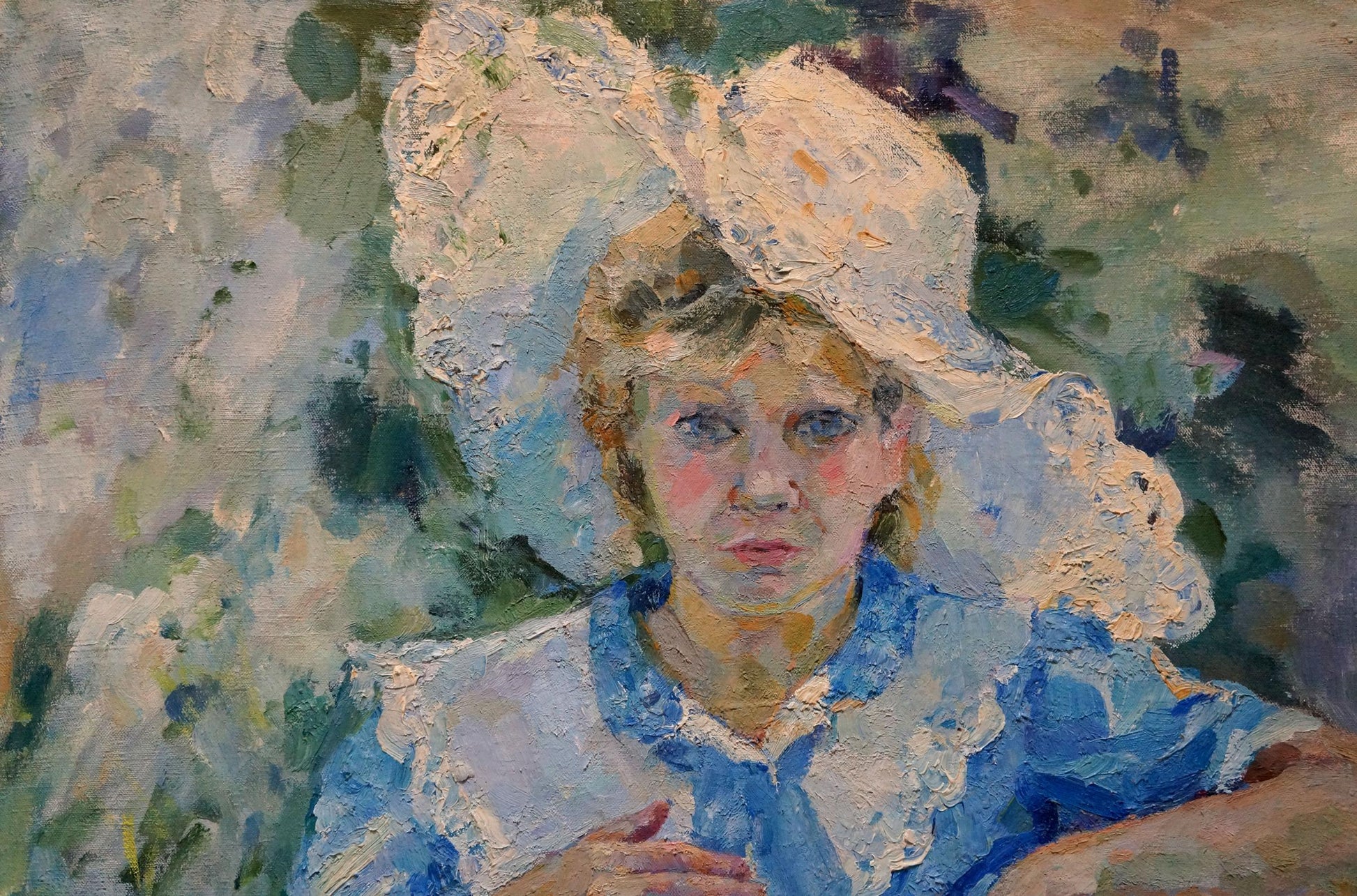 Oil painting of woman in garden by Tytarenko Odarka Anatoliivna