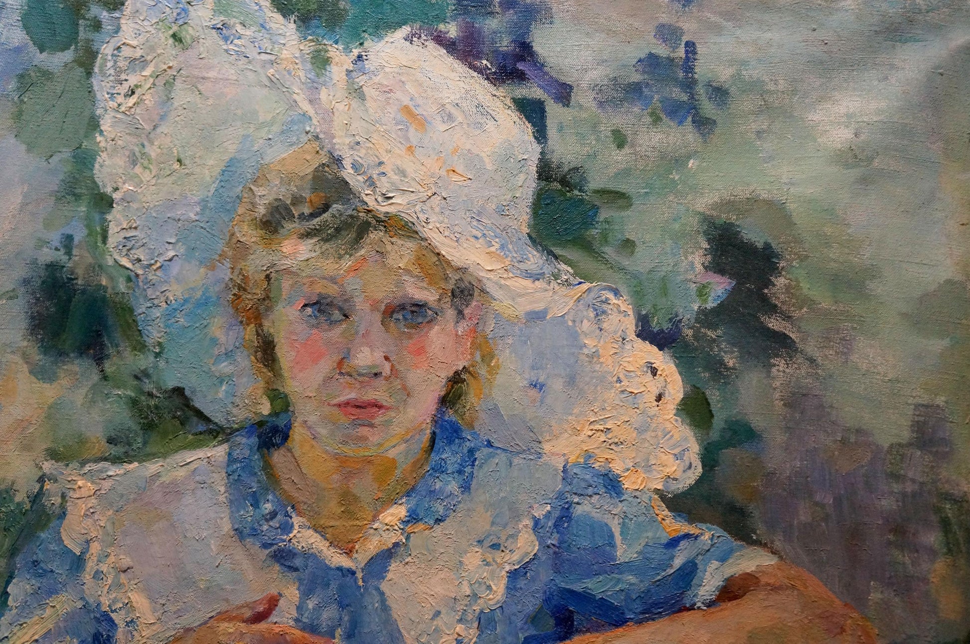 Oil painting of woman in garden by Tytarenko Odarka Anatoliivna