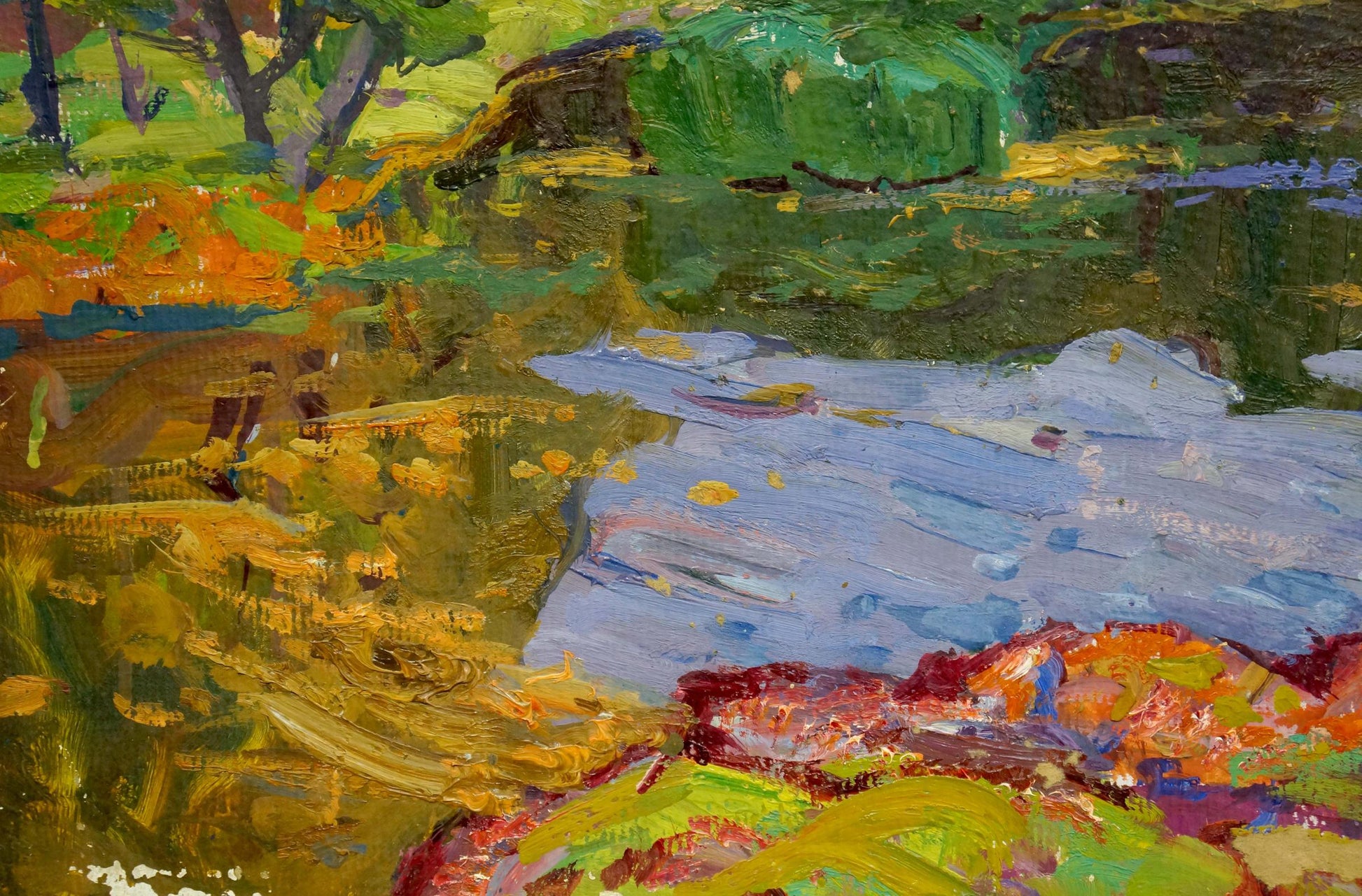 Vibrant impressionist oil painting Quiet Lake by Fomin Anatoly Nikiforovich
