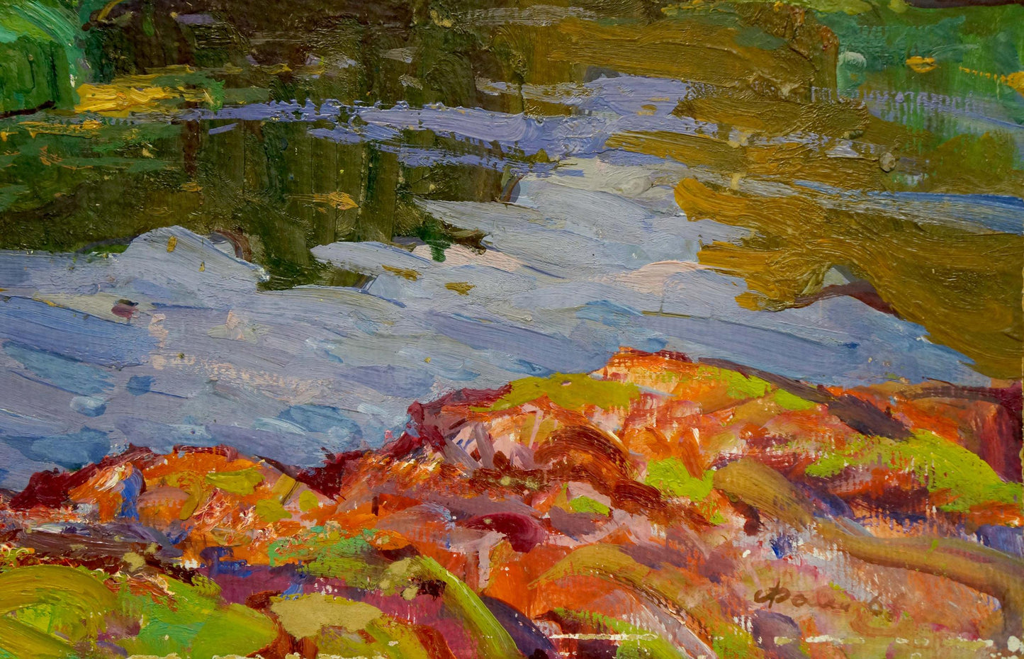 Vibrant impressionist oil painting Quiet Lake by Fomin Anatoly Nikiforovich