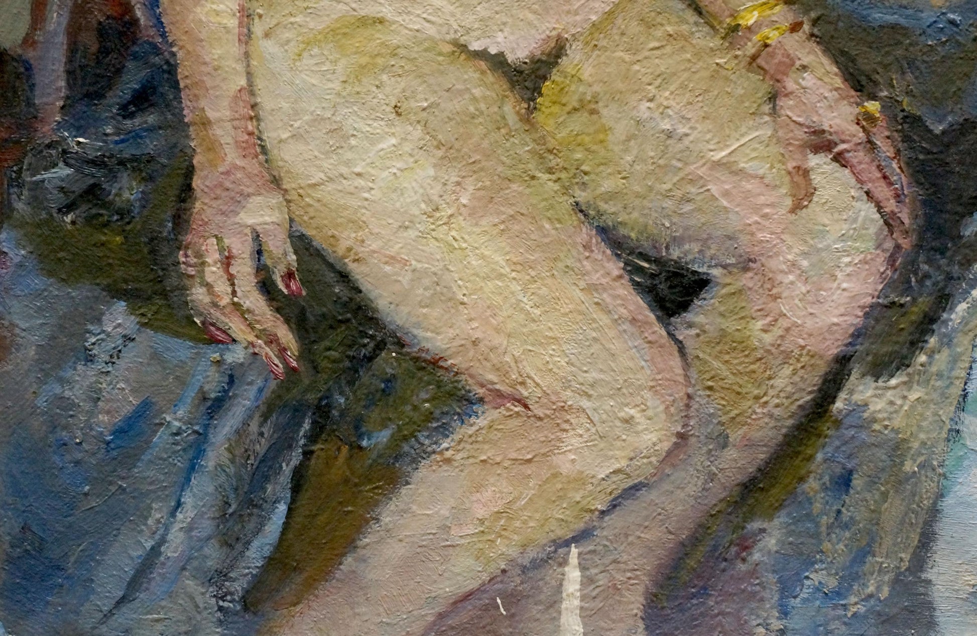 Oil painting of female figure in thought by Maria Titarenko, impressionistic style