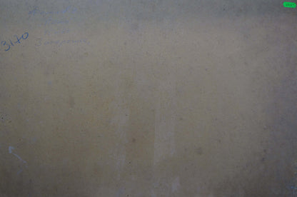 Back of Oil painting Summer by Fomin Anatoly Nikiforovich, off-white wall with faint blue markings
