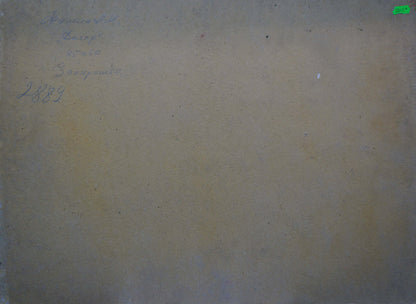 Back of Oil painting Dnieper by Fomin Anatoly Nikiforovich with faded handwritten text