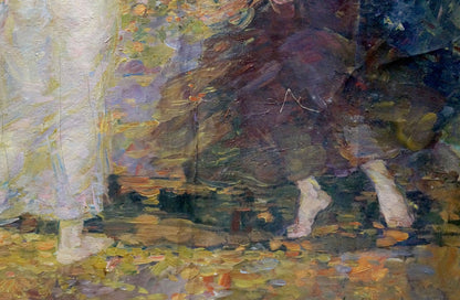Oil painting Girls in the forest by Odarka Tytarenko impasto earth tones