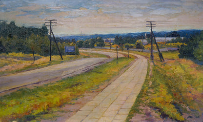 Serene oil painting by Zhurakovsky Victor Petrovich: winding path in lush greenery