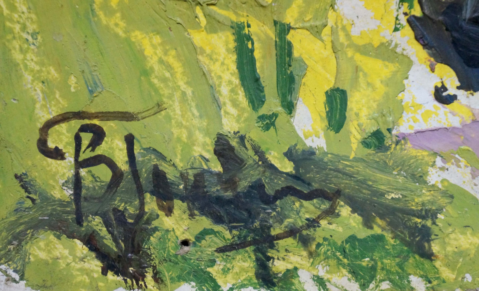 Oil painting Spring by Goncharenko Valentina Yakovlevna, textured yellow green black strokes