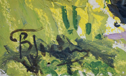 Oil painting Spring by Goncharenko Valentina Yakovlevna, textured yellow green black strokes