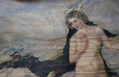 Oil painting of female figure with swan by Titarenko Maria Anatolyevna