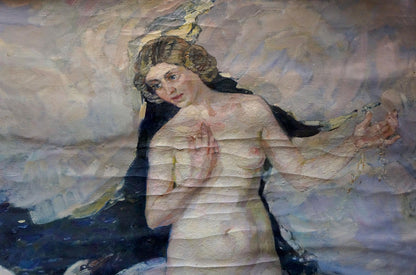 Oil painting of female figure with swan by Titarenko Maria Anatolyevna