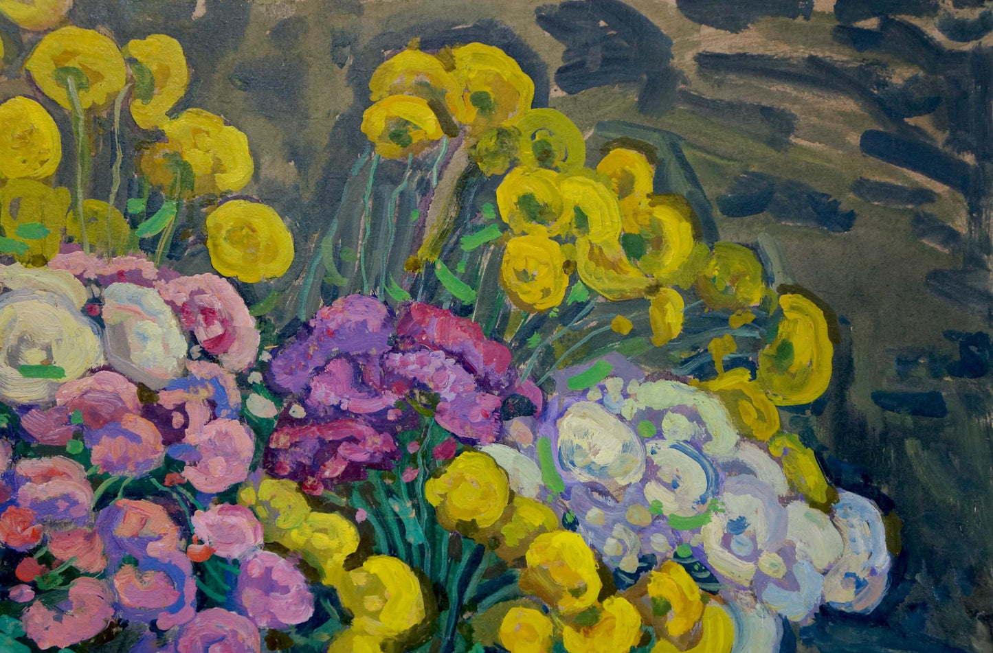 Vibrant oil painting of flowers by Gaiduk Zinaida Kirillovna