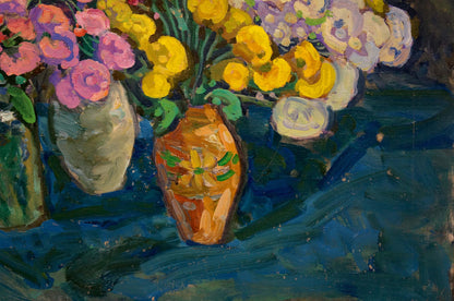 Oil painting by Gaiduk Zinaida Kirillovna of orange vase with flowers