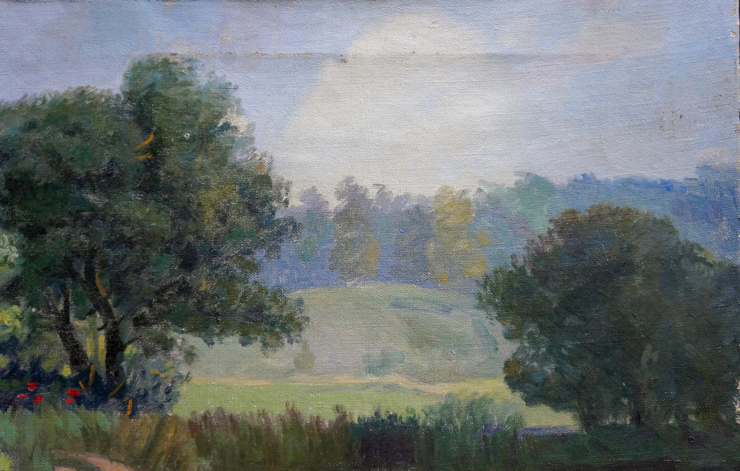 Oil painting Landscape Zorya by Zarya Galina Denisovna, serene countryside scene