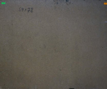 Back of oil painting Still life with melon and pears marked 59/78