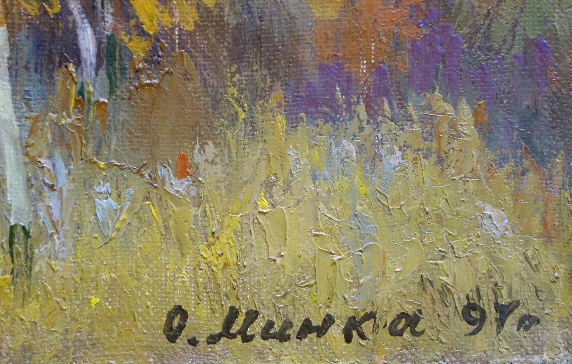Oil painting Autumn quiet landscape by Alexander Mynka with signature