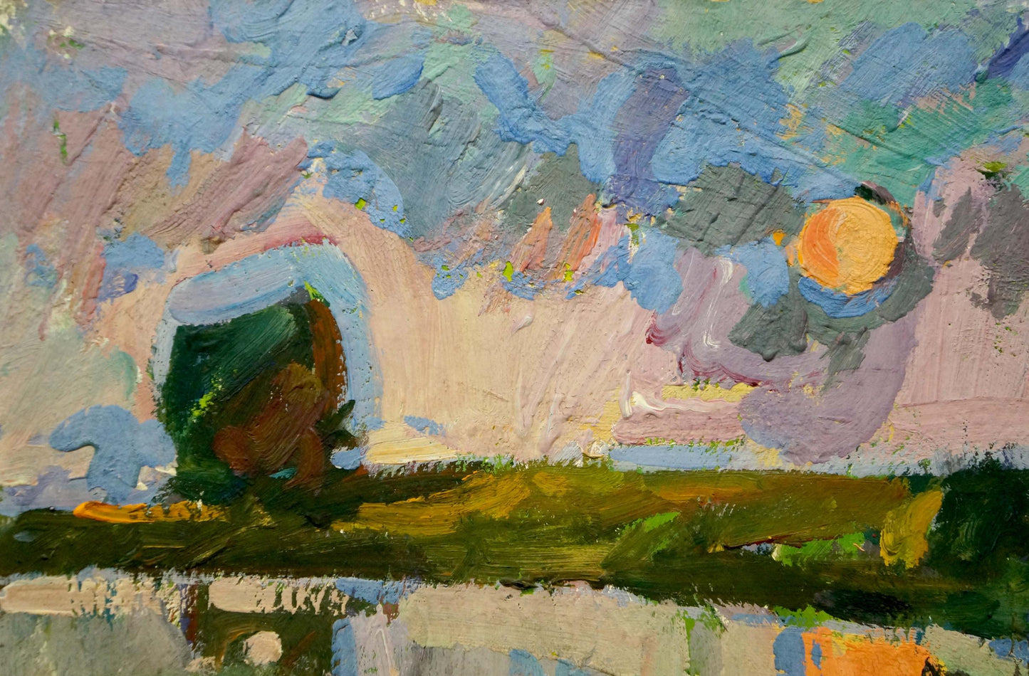 Vibrant impressionist tempera painting Evening by Khvedchuk Leonid Vladimirovich