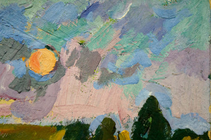 Vibrant impressionist tempera painting Evening by Khvedchuk Leonid Vladimirovich