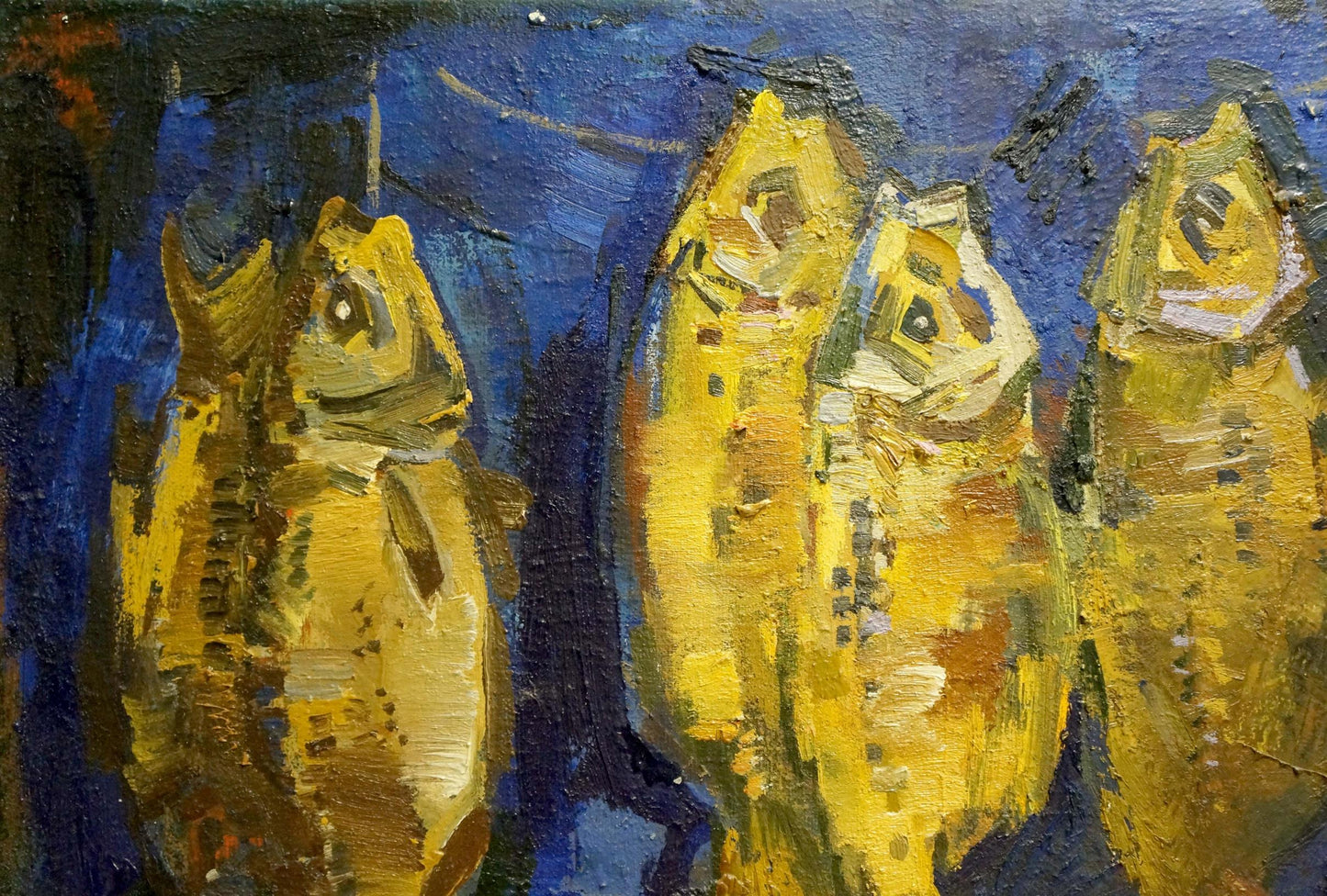 Yellow textured fish oil painting by Sologubov Nikolay Vasilievich