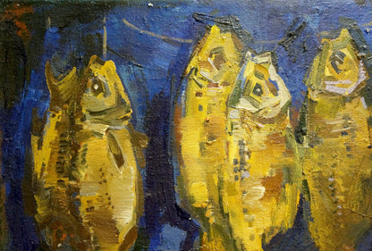Yellow textured fish oil painting by Sologubov Nikolay Vasilievich