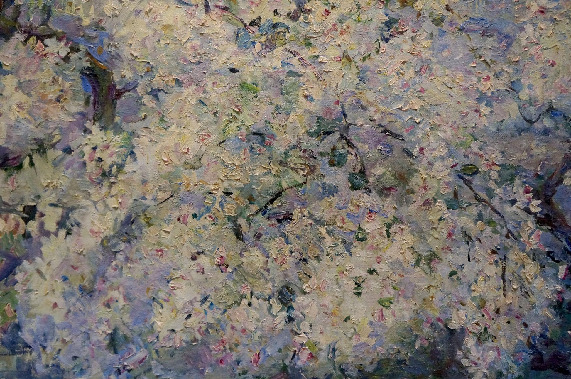 Oil painting of apple tree blossoms by Maria Titarenko