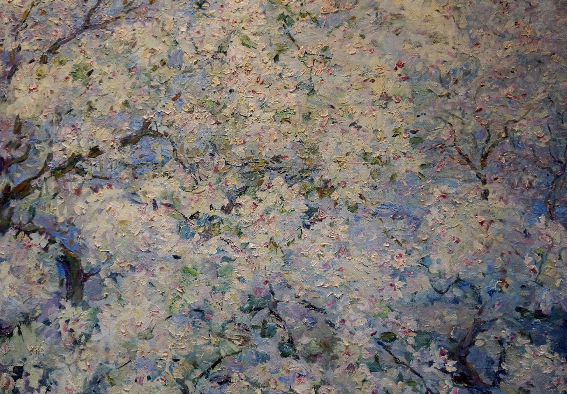 Oil painting of apple tree blossoms by Maria Titarenko