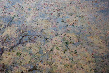 Oil painting of apple tree blossoms by Maria Titarenko