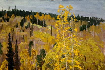 Autumn birch trees and evergreens oil painting by Vladimir Vladimirovich Nabokov