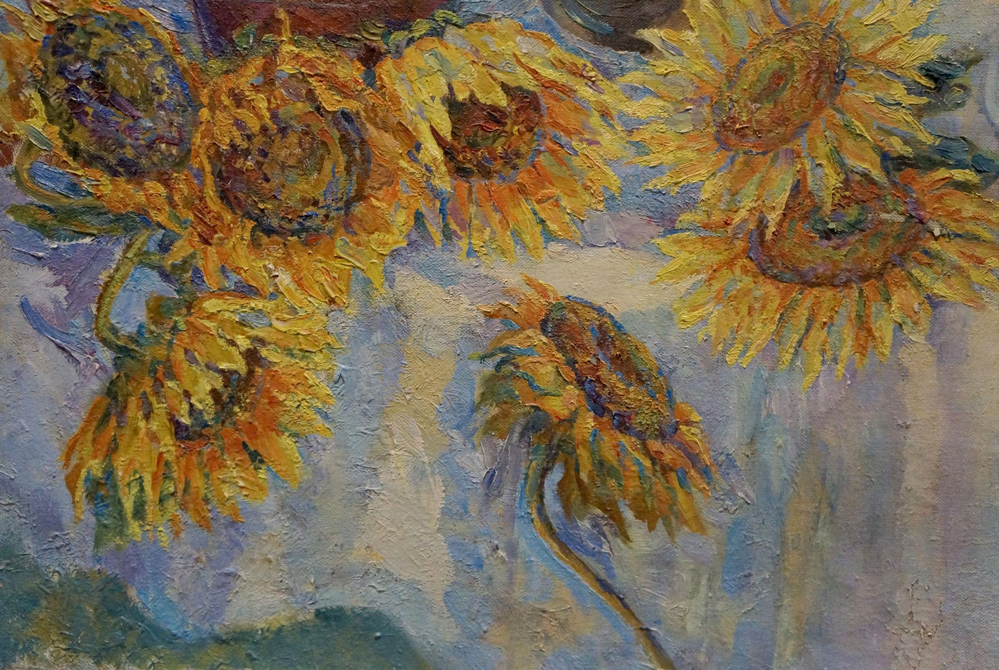 Vibrant yellow sunflowers oil painting by Tytarenko Odarka Anatoliivna