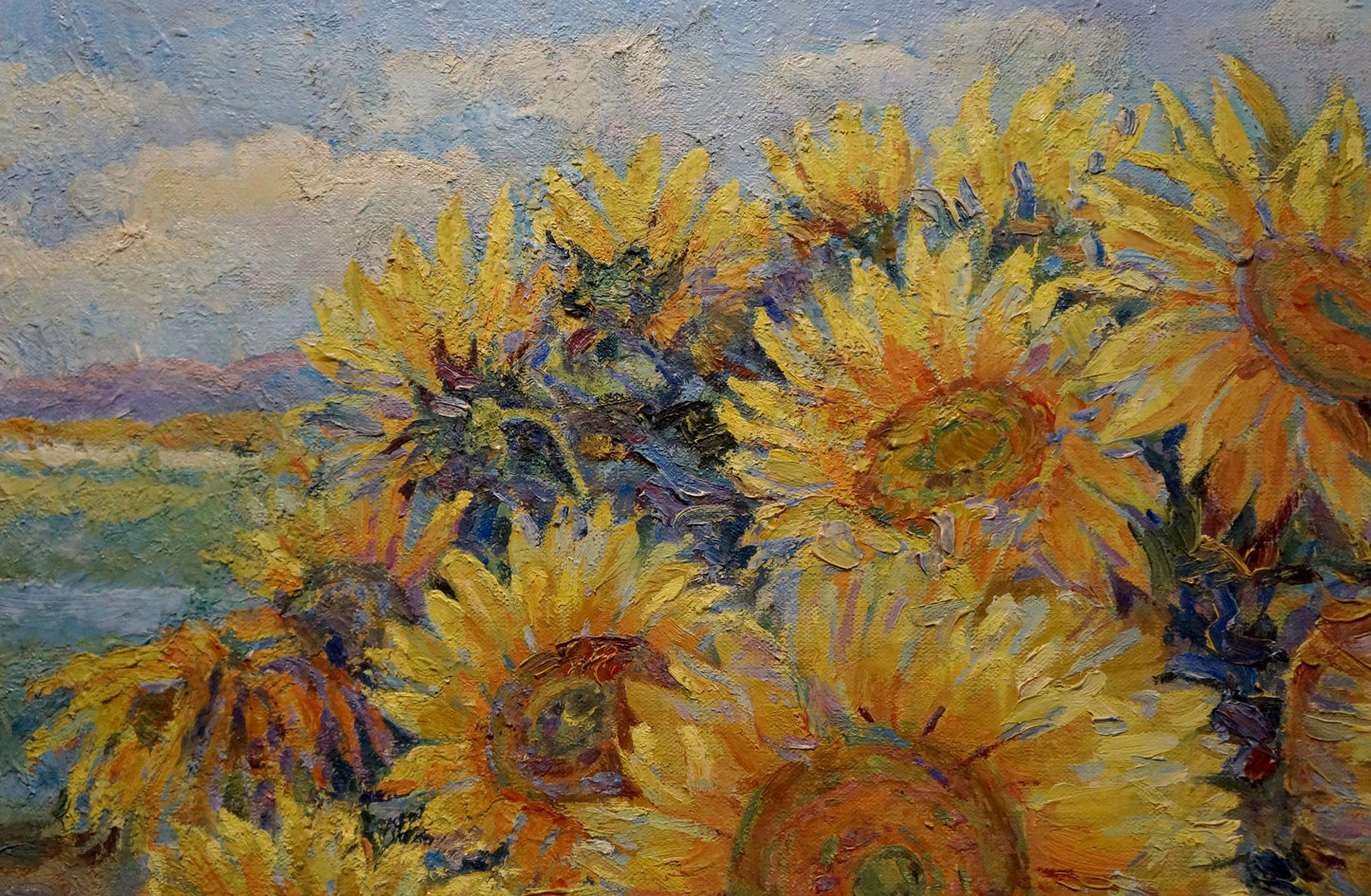 Vibrant yellow sunflowers oil painting by Tytarenko Odarka Anatoliivna