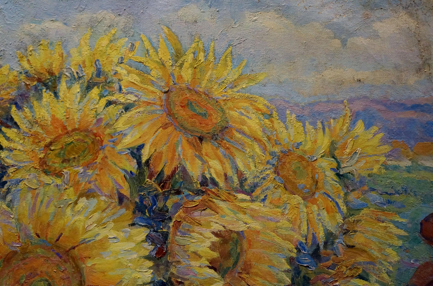 Vibrant yellow sunflowers oil painting by Tytarenko Odarka Anatoliivna