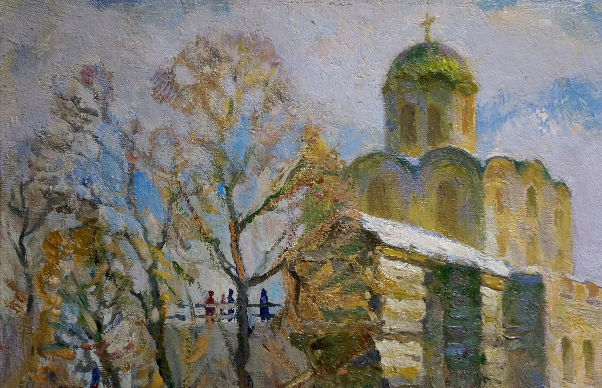 Oil painting of golden-domed church by Mynka Alexander Fedorovich