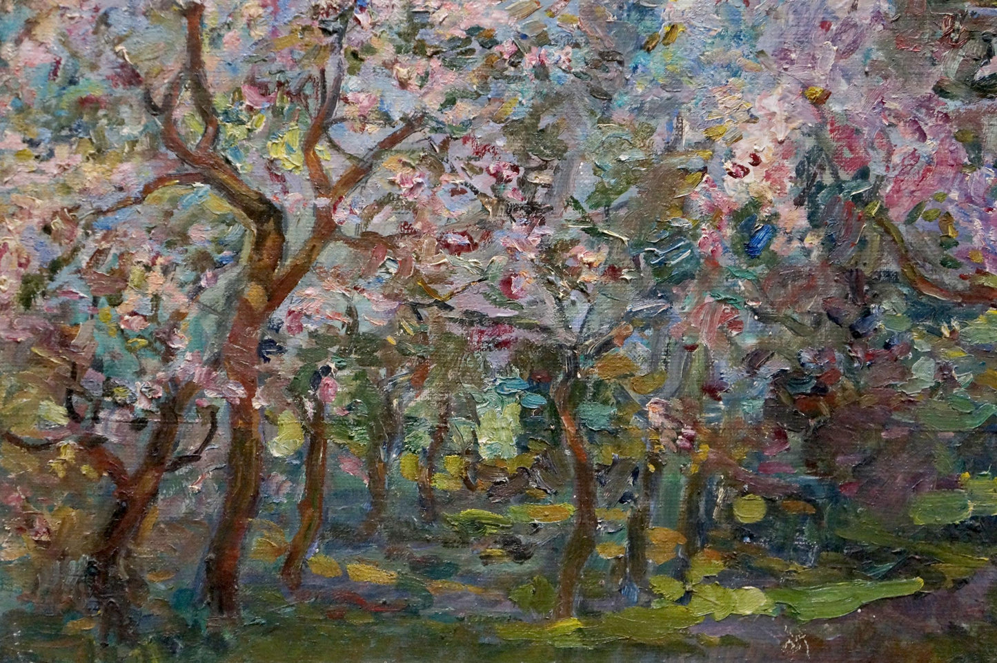 Vibrant impressionist oil painting of blooming trees by Tytarenko Odarka Anatoliivna