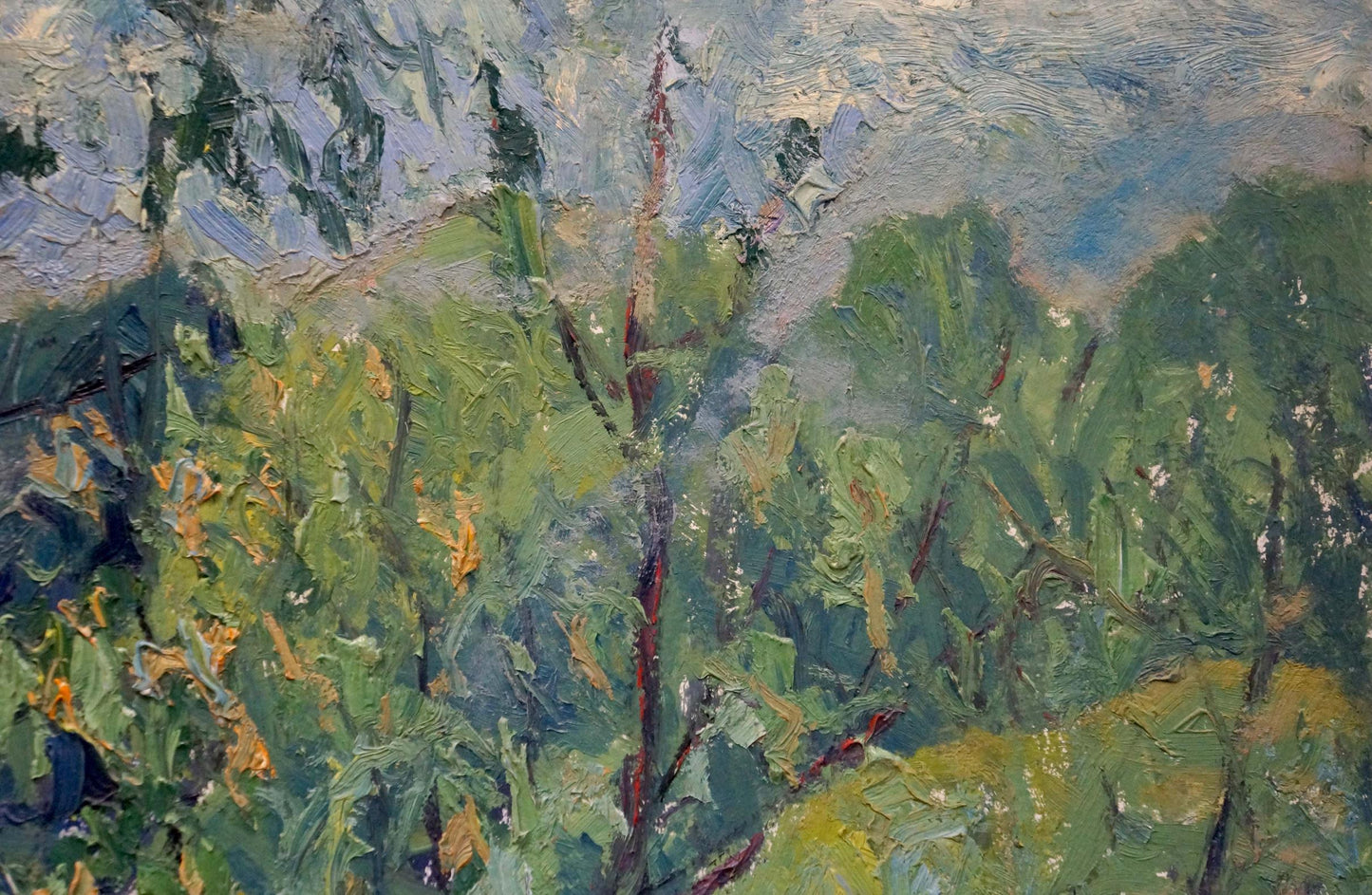 Textured impressionist oil painting of river landscape by Gaiduk Viktor Kirillovich