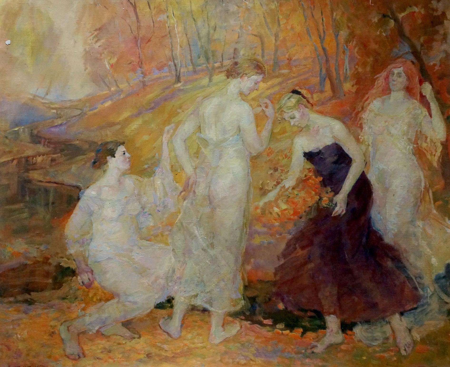 Oil painting Girls in the autumn forest by Odarka Tytarenko