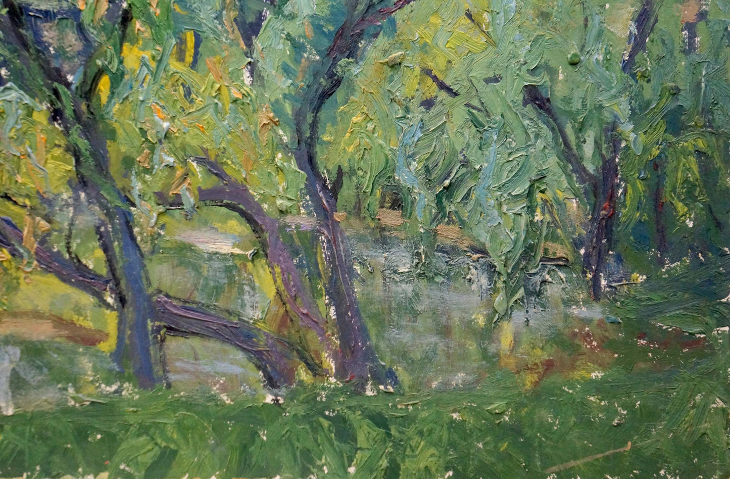 Oil painting of river landscape with impressionist trees by Gaiduk Viktor Kirillovich