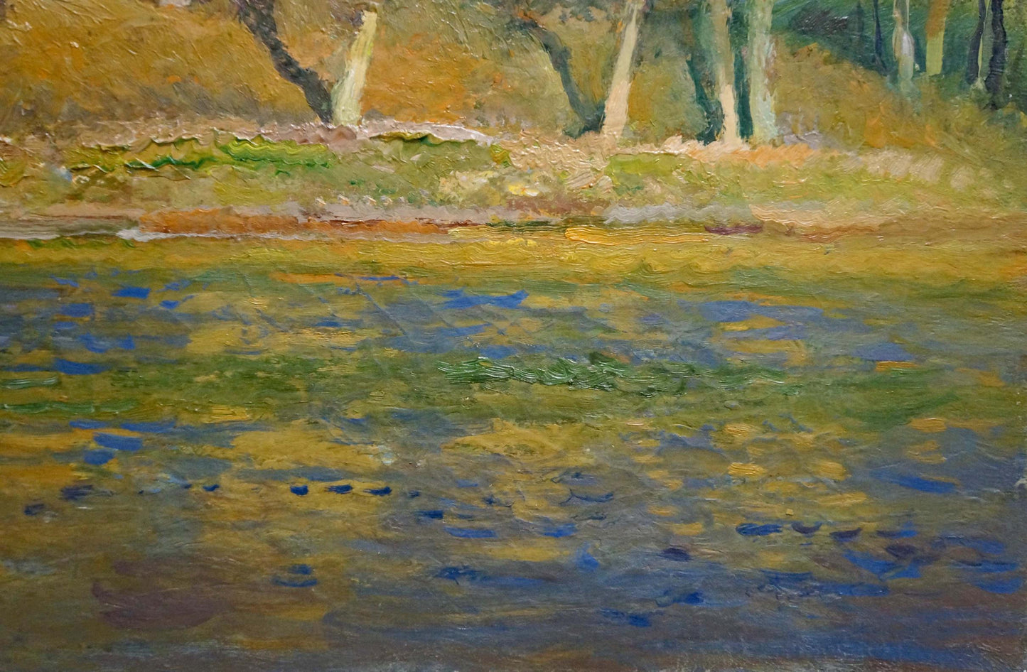 Oil painting Museum Mynka by Alexander Fedorovich, tranquil water scene