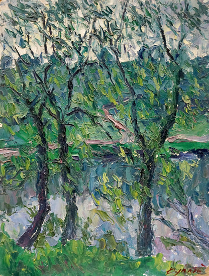 Impressionistic oil painting of forest landscape by Dupliy Sergey Alexandrovich