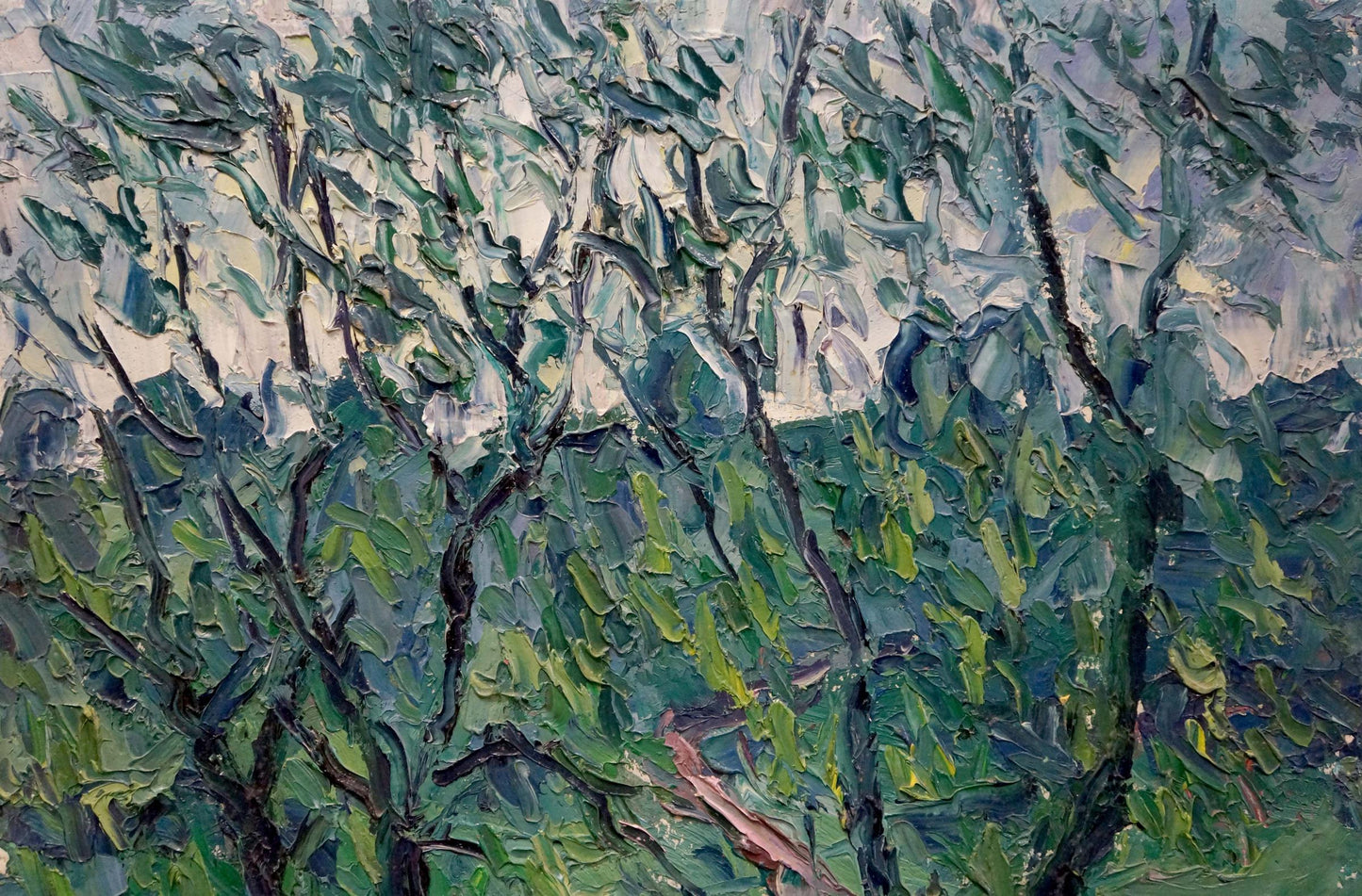 Oil painting of dense green forest foliage by Dupliy Sergey Alexandrovich