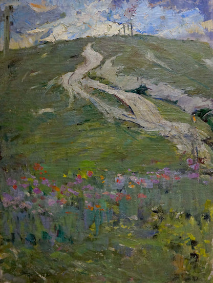 Vibrant impressionist oil painting Road to the Mountains by Kapkanets Tamara Nikitichna