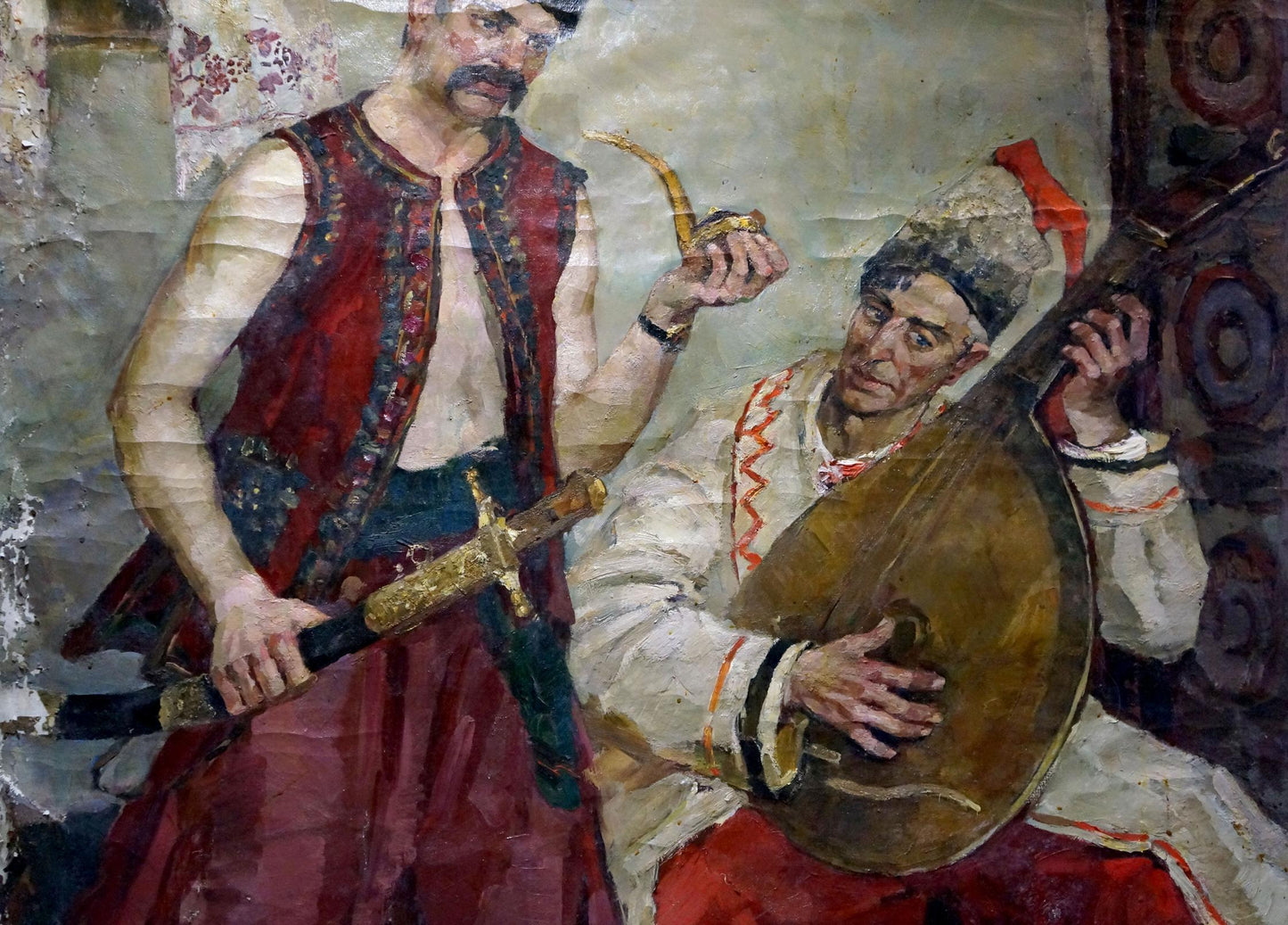 Oil painting of Cossack veterans portrait by Maria Titarenko