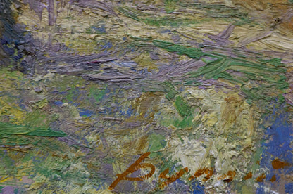 Textured impasto oil painting of plowed field by Dupliy Sergey Alexandrovich