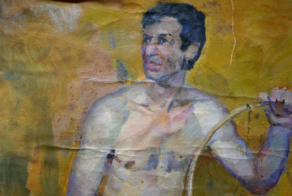 Oil painting portrait of shirtless man by Maria Titarenko