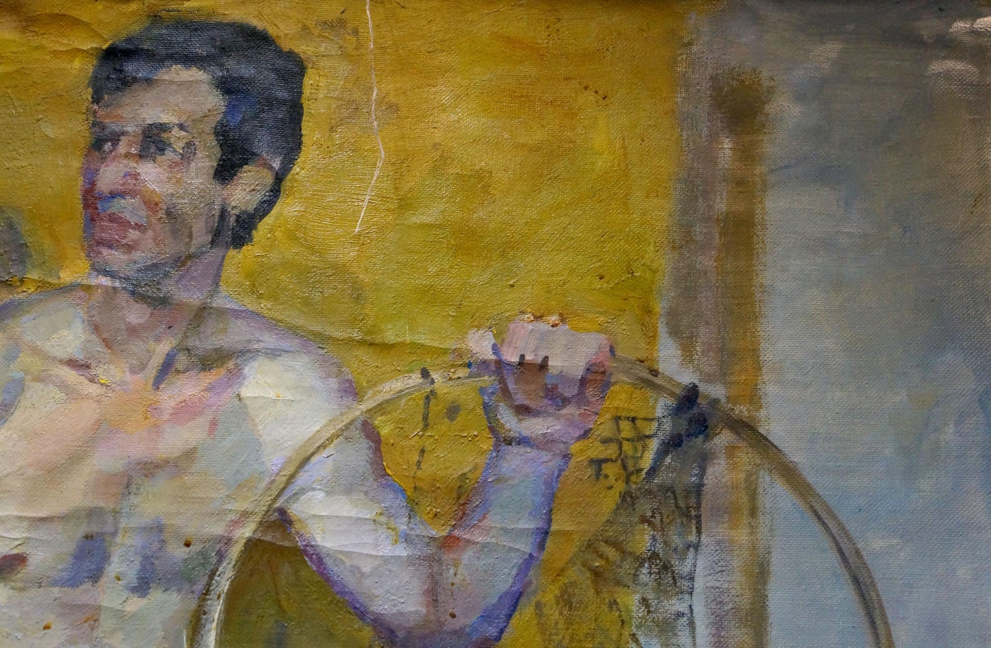 Oil painting portrait of man with circle by Maria Titarenko