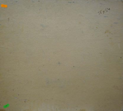 Back of abstract oil painting Like in fog by Dupliy Sergey Alexandrovich on beige textured canvas