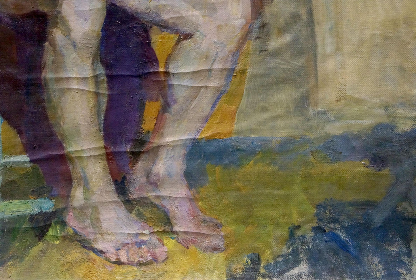Textured oil painting of Maria Titarenko man portrait with bare feet