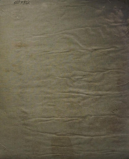 Weathered beige canvas back of Maria Titarenko oil portrait of man