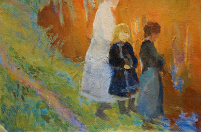 Oil painting of people by the river by Titarenko Maria Anatolyevna