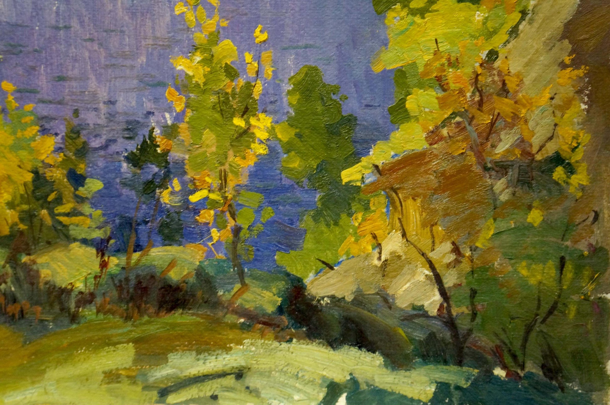 Oil painting Autumn yellow landscape by Vladimir Korostelev