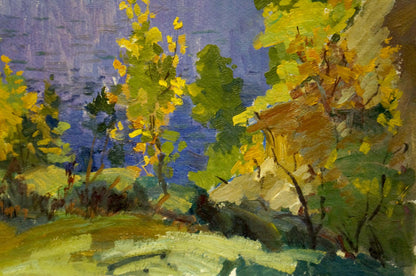 Oil painting Autumn yellow landscape by Vladimir Korostelev