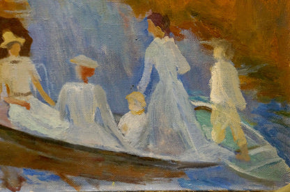 Oil painting of people by river by Titarenko Maria Anatolyevna