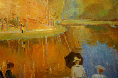 Oil painting by Titarenko Maria Anatolyevna: woman in white dress by river